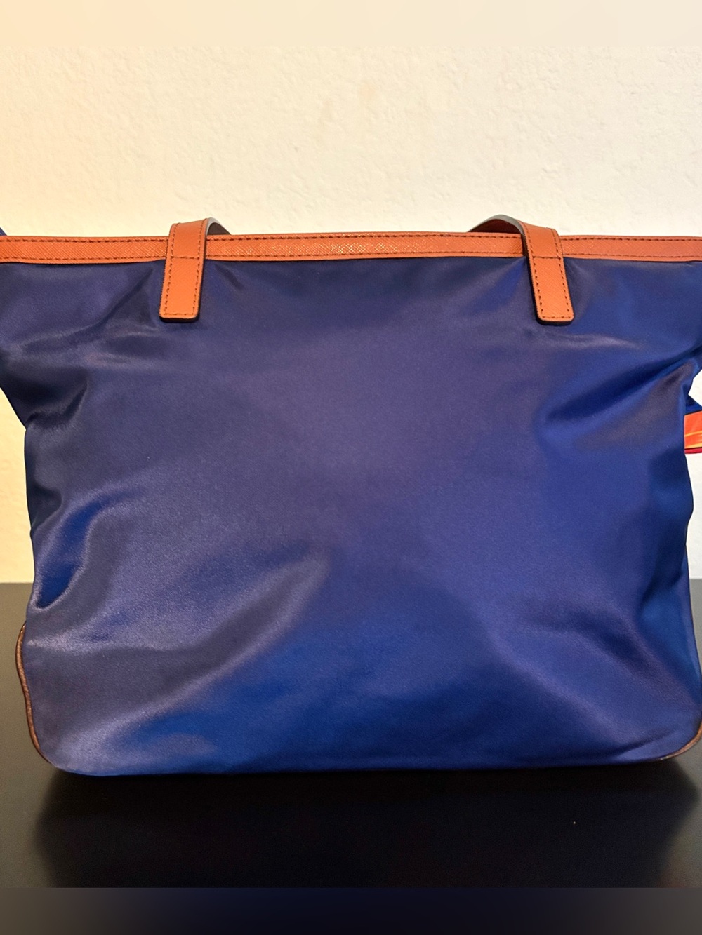 Michael Kors Kempton Blue Nylon Tote with Tan Saffiano Leather, EUC, Retail $85 - Picture 2 of 15